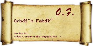 Orbán Fabó névjegykártya